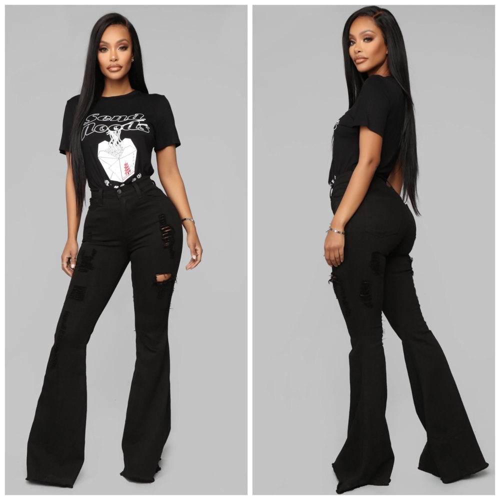High Rise Flare Distressed Jeans
